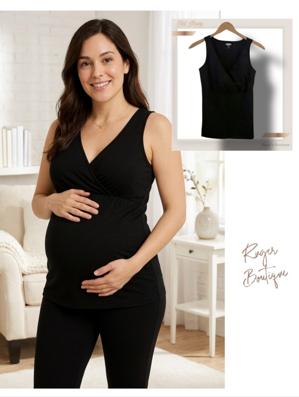 🌿Old Navy Fitted Maternity Black Tank Top Women's size Medium